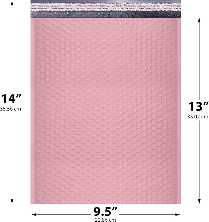 Light Pink Bubble Mailers 10x13, Self Seal Poly Padded Envelopes, 200 Pack | Fits Books & Magazines, No Tape Needed, Cushioned Protection, Water-Resistant Poly, Bulk Pack for Small Business