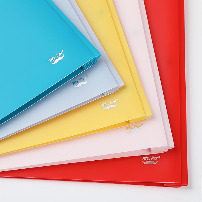 Mr. Pen- Plastic Folders with Pockets and Prongs, 15 Pack, Letter Size, Vintage Color, Flexible Plastic Folders with Prongs