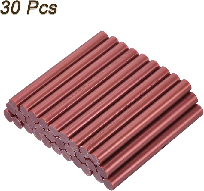 uxcell 30pcs Mini Hot Glue Gun Sticks 4-inch x 0.43-inch High Sticky Large Hot Glue Sticks for Glue Gun, Burgundy Red