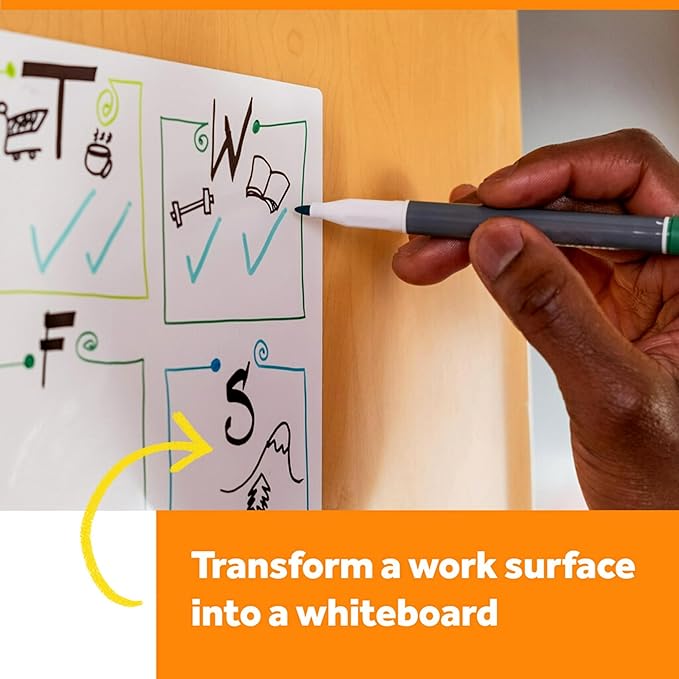 Post-it Dry Erase Whiteboard Film Surface for Walls, Doors, Tables, Chalkboards, Whiteboards, and More, Removable, Stain-Proof, Easy Installation, 4 x 3 ft Roll (DEF4x3)