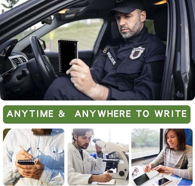 Waterproof Notebook, 8 Pack Pocket Notepad, 3" x 5 Top-Spiral NotePad Black | Weatherproof All Weather Police Pocket Notebook Mini Memo Steno Note Pads for Outdoor Office School Recording