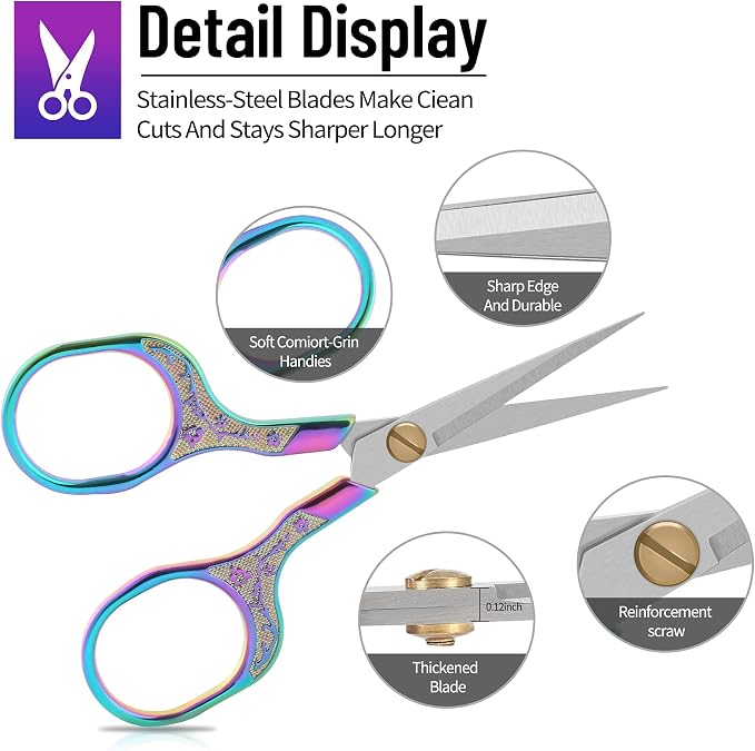 Embroidery precision scissors-Glexal 5 Inch Vintage Scissors-2 pack,Ultra Sharp Blade Shears,scotch small crafts scissors for multi purpose…