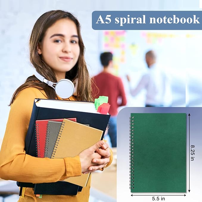 12Pack Small Spiral Notebook, 5.5 x 8.3” Notebook for Work 120Page Notepads | Colored Multipack College Ruled Notebooks A5 Kraft Spiral Bound Small Notebook Journal Lined Note Pads for Writing Journaling