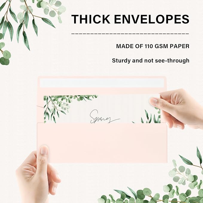 50 Pack #10 Colored Envelopes Letter Size Self Seal Business Envelopes | Colorful Security Mailing Envelopes, 4 1/8 x 9 1/2 Inches