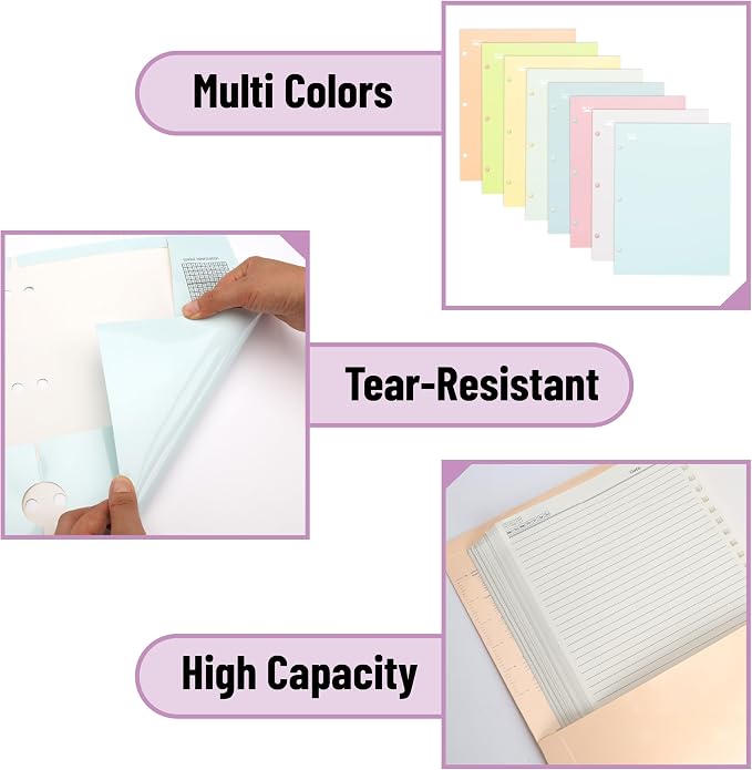 Mr. Pen- 4-Pocket Folders, 8 Pack, 12.5" x 9.5", Vibrant Colors | Tear-Resistant Paper Folders with Pockets 3 Holes Punched, High Capacity