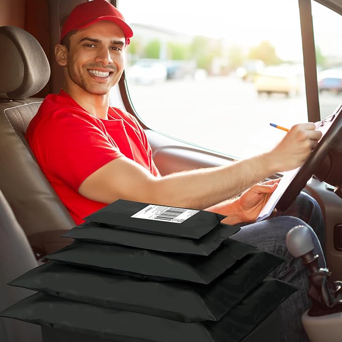 UCGOU 30 Pack Not Padded Black Poly Mailers Variety Pack, 10x13 Inch & 12x15.5 Inch & 14.5x19 Inch, Shipping Bag for Clothing Self-sealing Adhesive Poly Mailers Assorted Sizes for Small Business