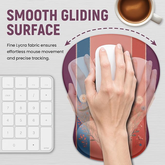 Ergonomic Mouse Pad with Wrist Rest, Gel Wrist Support, Wiener | 10.2 x 7.6 in Mouse Pad with Smooth Fabric Surface and Non-Slip Rubber Base for Office, Home, Study, and Gaming