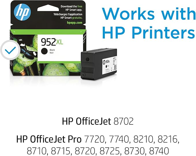 HP 952XL Black High-Yield Ink Cartridge Printers | Works OfficeJet 8702 OfficeJet Pro 7720,7740,8210,8216,8710,8715,8720,8725,8730,8740 | Eligible for Instant Ink-| F6U19AN,(Pack of 2)