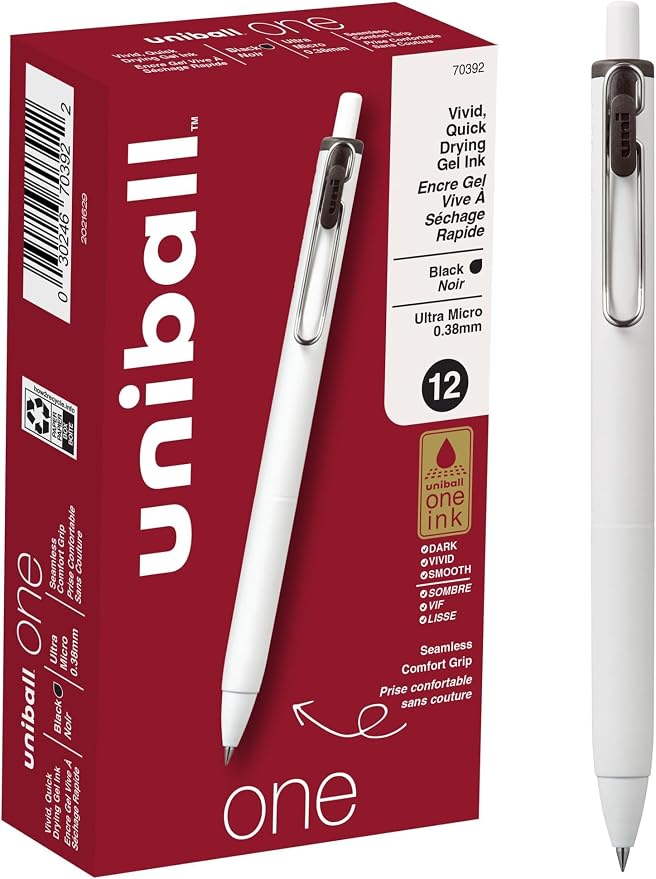 Uniball Gel Pen ; 0.38mm Ultra Micro Black Pens; Gel Ink Pens | Office Supplies Sold by Uniball are Pens; Ballpoint Pen; Colored-Pens;-Gel-Pens; Fine Point; Smooth Writing Pens,12 Count (Pack of 12)