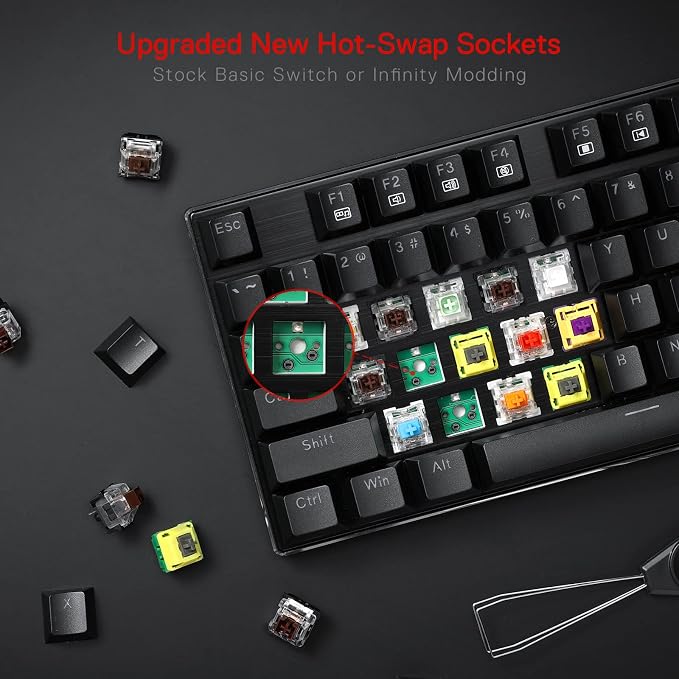 Redragon K556 Wired RGB Mechanical Gaming Keyboard, 104-Key Aluminum Board | Rock-Solid Metal Build, 20 Backlits Immersive ESports Vibe, Hot-swap Comfortable Tactile Brown Switch for Long-Time Typing