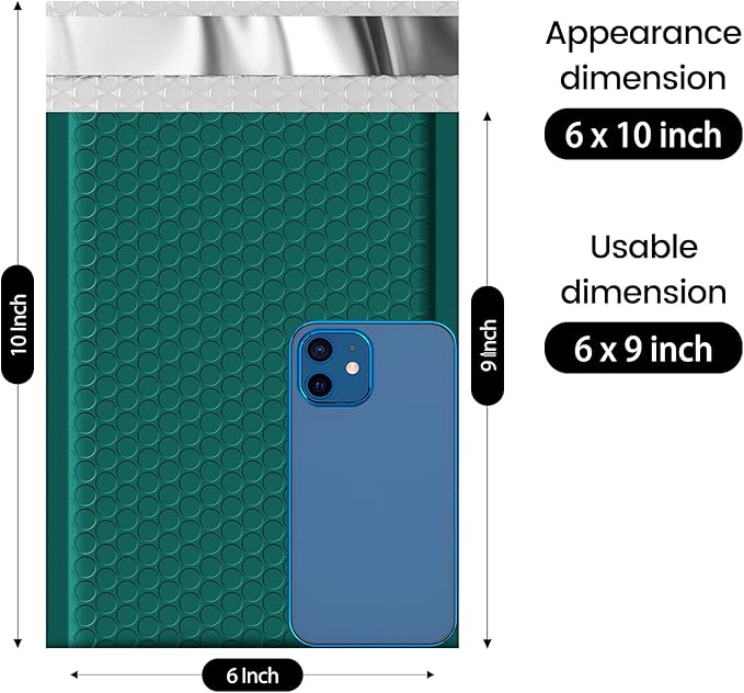 Fuxury Bubble Mailer 6x10 Inch 600 Pack Forest Green Bubble Mailers Bulk Thick Padded Envelopes Usable Size 6x9" Water Resistant Mailers Shipping Envelopes for Small Business Mailing, #0