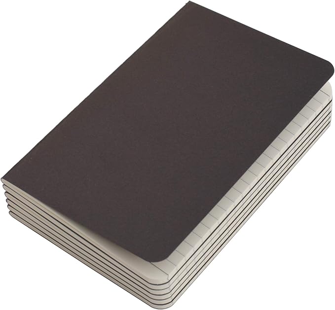 TWONE Pocket Notebook, 6 Pack Mini Notebooks 3.5" x 5.5" (90x140mm), Black Cardstock Cover Memo Notepad for Men, Women, Kids, Travel - 30 Sheets/60 Lined Pages