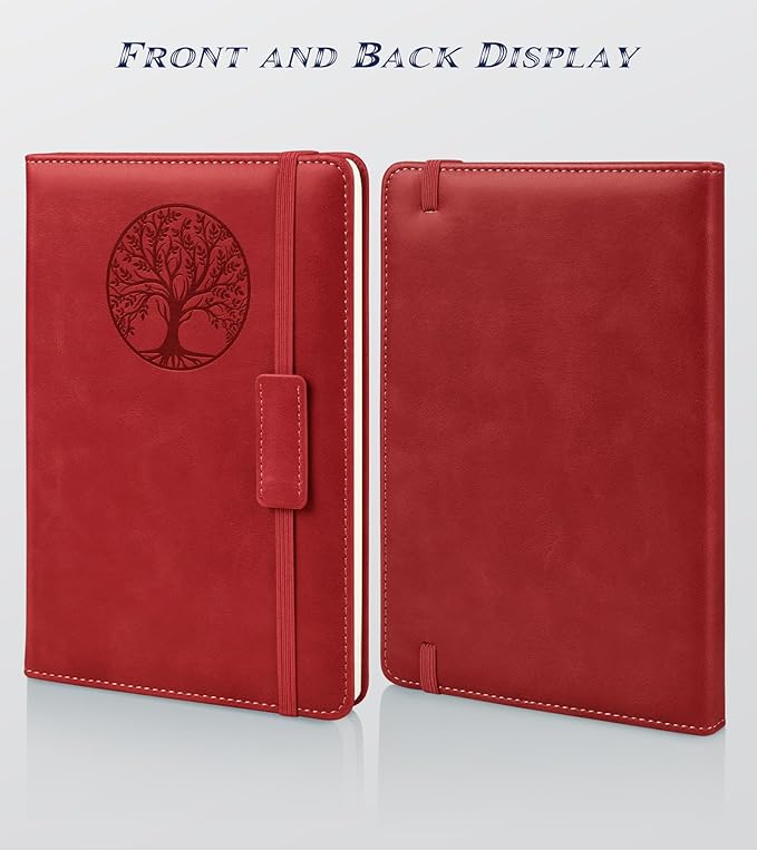 Blank Journal Notebook for Women Men, Hardcover Leather Sketchbook 5.7"×8.3", 140 Pages Unlined Sketch book for Drawing, Writing, Travel, School & Work,Journaling Notebooks(Winered)