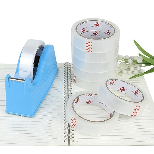 BOMEI PACK Clear Tape, 1 Inch x 164 Ft, Transparent Tape Refills, 3" Core Big Roll Stationery Tape, Strong Gift Wrap Tape for Home, Office, 12 Rolls Fit 3 Inch Desktop Dispenser (Pack of 2)