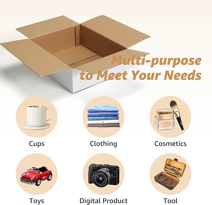 EXYGLO 15 Pack 12x10x4 Shipping Boxes for Small Business, White Corrugated Cardboard Small Box for Packaging, Moving, Mailing, and Storing