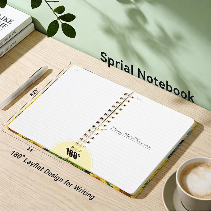 Lined Spiral Journal Notebook for Work A5, 160 Pages, Two Cat | College Ruled Spiral Journal for Women, Hardcover with Elegant Design for Note-Taking, 5.5 * 8.25 inch