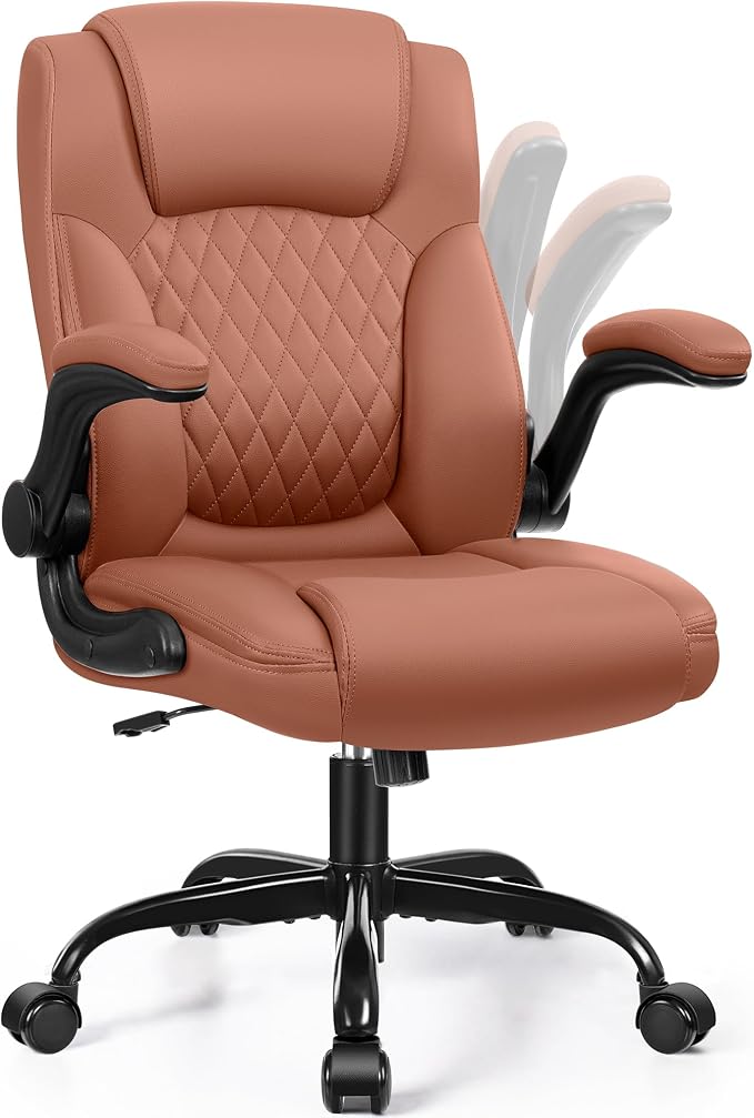 Leather Office Chair, PU Home Computer Desk Chairs with Ergonomic Back Support, 360°Swivel Free，Small Gaming Chair with Wheels and Adjustable Armrests, for Short People Use