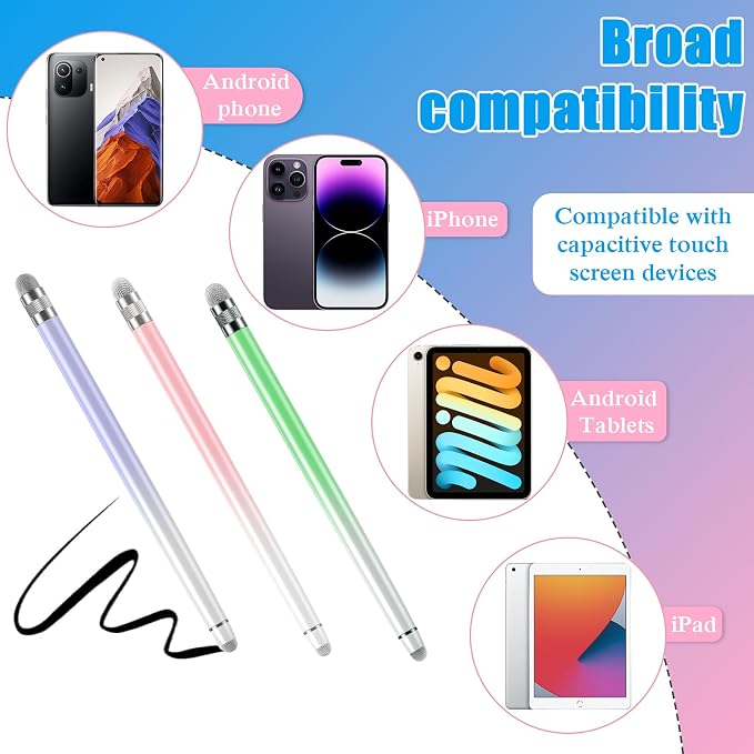 Bopomofo 3PCS Stylus Pen for Touchscreen,High Sensitivity & Precision | Metal Barrel,Fiber Tip,No Charging,Compatible with iPhone iPad Android Microsoft Surface Nintendo Switch Touch Screen