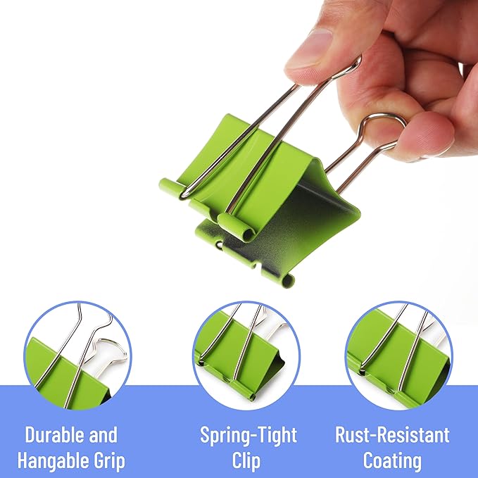 Mr. Pen- Metal Binder Clips, 12 pcs, 2 Inches, Extra Large Size, Colored Binder Paper Clips, Paper Clamps for Office Supplies, Home, School, Business, Document Organizing