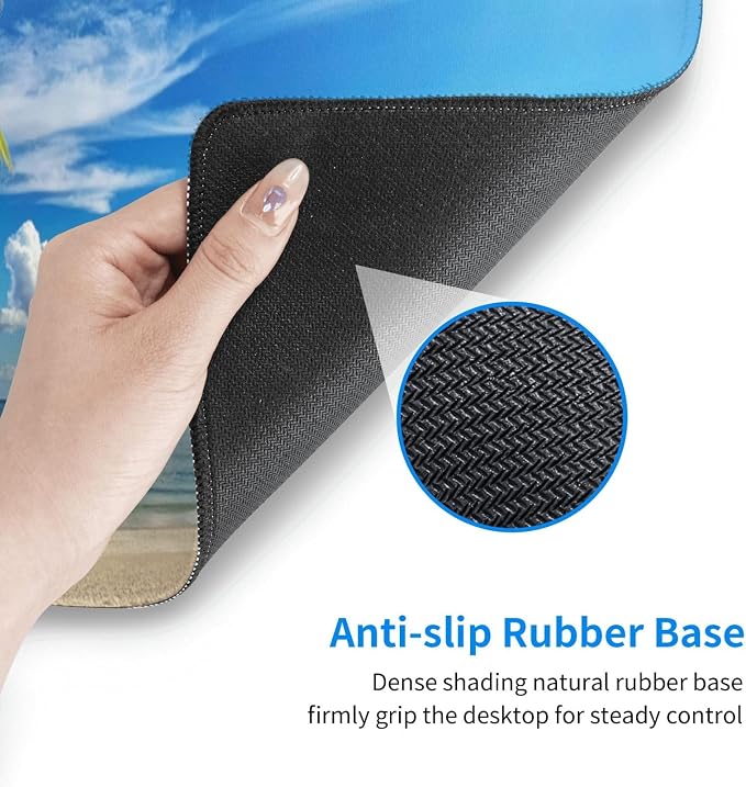 Beach Mouse Pad XL Large Mousepad Non Slip Rubber Base Desk Mat for Laptop Computer Gaming 31.5" X 12"