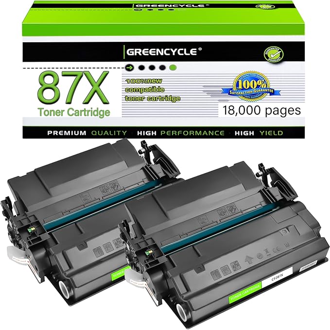 greencycle CF287X 87X Compatible Black Toner Cartridge Replacement for HP 87X 87A CF287X CF287A for HP LaserJet Enterprise M506 M506dn M506n Pro M501 M501dn M506 M506x M527 M527dn Printer Ink 2-Pack