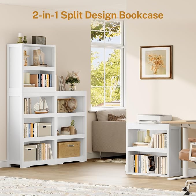 64.2" Bookcase, 5-Tier Open Bookshelves and Bookshelf, Freestanding Display Storage Shelves with Storage Cabinet for Bedroom, Living Room and Office