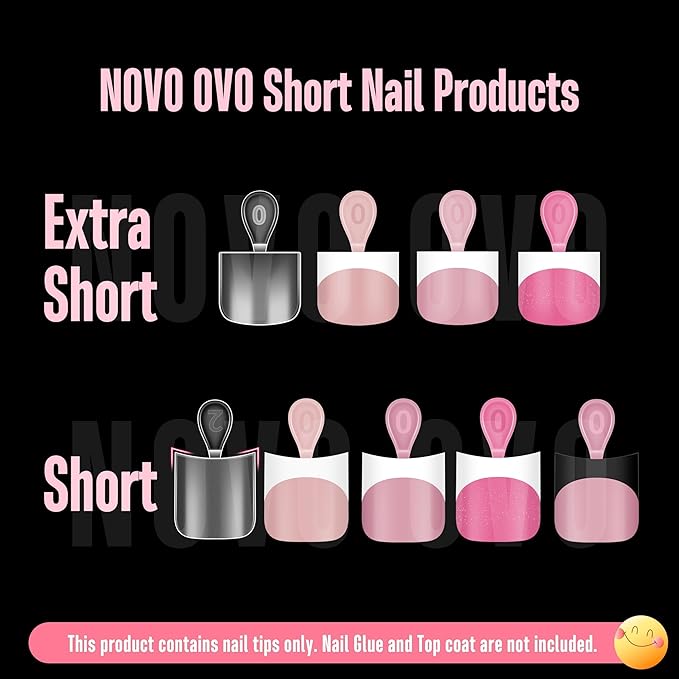 NOVO OVO Extra Short Toe Nail Tips White French Tip BERRY PINK Sharp Square Press On, Soft Gel False Fake Toenail Extension Kit, Need Apply Top Coat Buider Gel Nail Glue, Salon DIY x 16 Sizes 224 Pcs