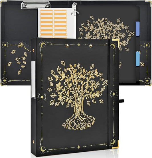 Fortune Tree 3 Ring Binder - 1 Inch, Fits A4 Paper, Decorative Clipboard with 5 Tab Dividers for School & Office