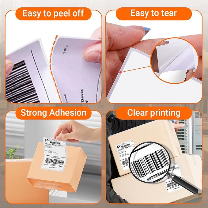 Phomemo 4x6 Thermal Shipping Labels 250 PCS Fanfold Labels for Address Mail | Compatible with JADENS/NULLTONEX/Nelko/KNAON/Phomemo/Rollo/MUNBYN/Omezizy/Rongta and Other 4x6 Label Printers, No BPA and BPS