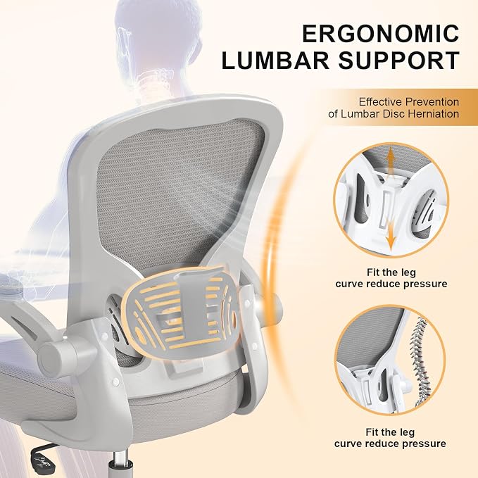 Office Chair|Ergonomic Desk Chairs 330LBS Capacity | Flip-up Armrests,Mesh Computer Chair,High Back,Comfy Work,Adjustable Lumbar Support
