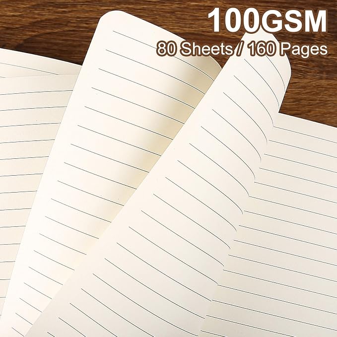 Lined Journal Notebook for Work College Ruled Note Book 7.2"x9.6"B5 PU Leather Daily Journaling 160 Pages for Women Men Writing Home School Supplies Business (Pink)