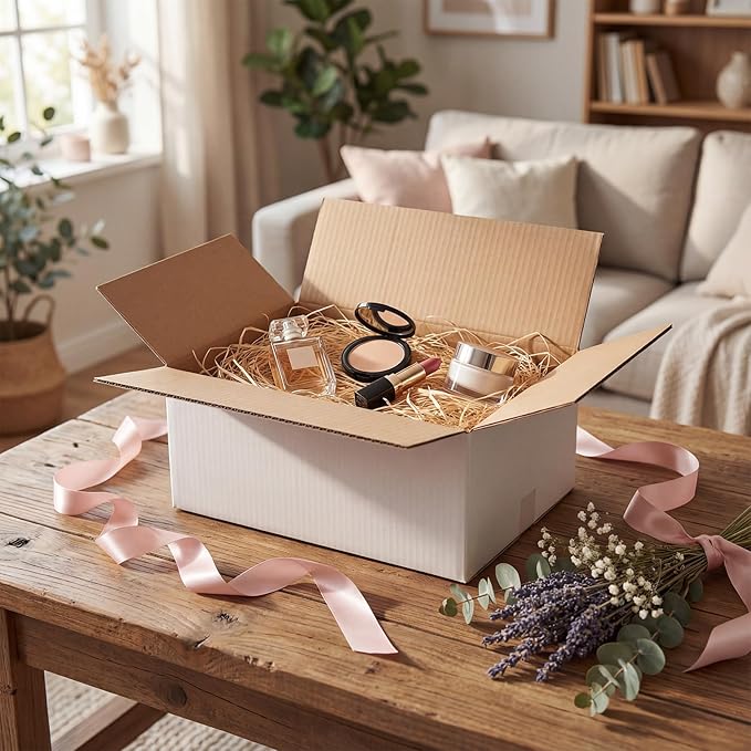 RLAVBL 9x6x4 Shipping Boxes Set of 40, White Corrugated Cardboard Box for Packing, Mailing, Business