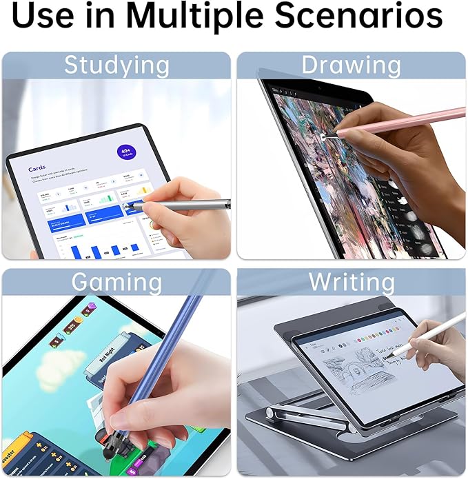 Bopomofo Stylus (10 Pcs),2-in-1 Stylus Pen for Touch Screen,High Precision and Sensitivity,Suitable for iPhone/ipad/Android Tablets,Compatible with Touch Screens (Silver/Blue/Rose Gold/White/Black)