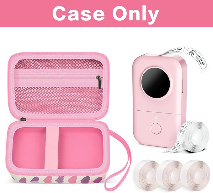 PAIYULE Hard Carrying Case for Phomemo D30 D35 Label Maker, Label Printer Case for Nelko P21, for NIIMBOT D110 D11, for Marklife P11 P12, for SUPVAN E10, Protective EVA Storage Bag with Mesh Pocket