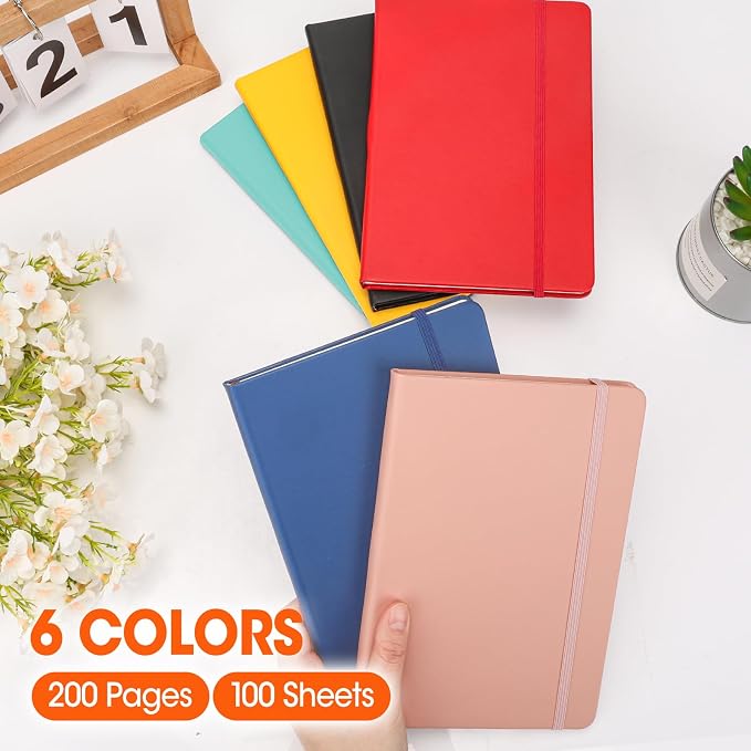 12 Pack Lined Journal Notebook for Work, 200 Pages, Medium 5.5 in x 8.3 in, 6 Colors A5 College Ruled, Hardcover Journaling Notebooks for Writing, Note Taking