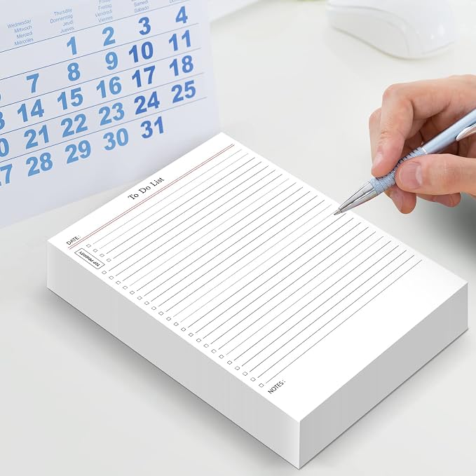 Spakon 300 Sheets Daily to Do List Notepad Notebook Library Card to Do Planner Checklist Memo Writing Pad Schedule Reminder Office Homework Planner for Task, 6" x 8(Classic,White)