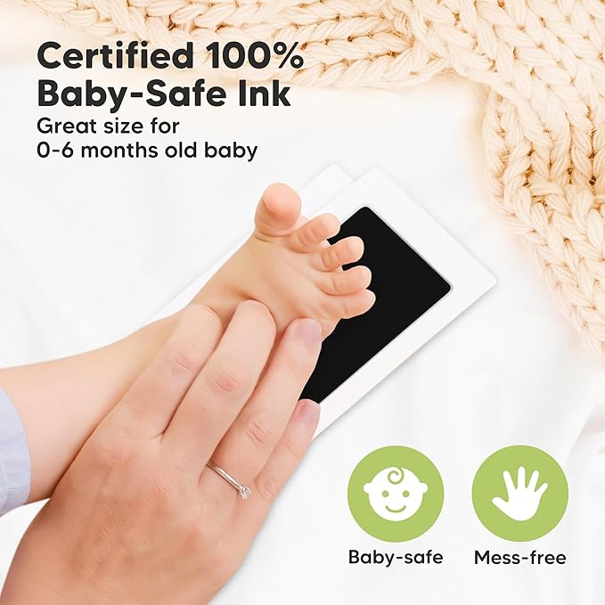 4-Pack Inkless Baby Hand and Footprint Kit - Mess Free Ink Pad for Newborn Keepsake, Dog Nose & Paw Print Kit, Clean Touch Ink Pad for Baby Hand & Footprints, Ideal New Mom Gifts(Jet/Navy)