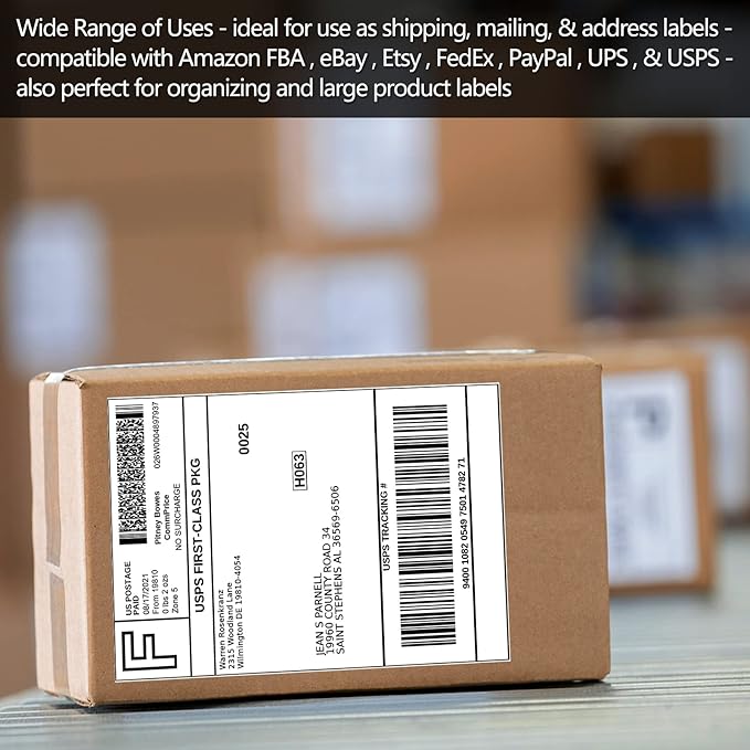 SJPACK 1000 Half Sheet Self Adhesive Shipping Labels, 8.5" x 5.5" Address Labels for Laser & Inkjet Printers(1000 labels-500 Sheet)
