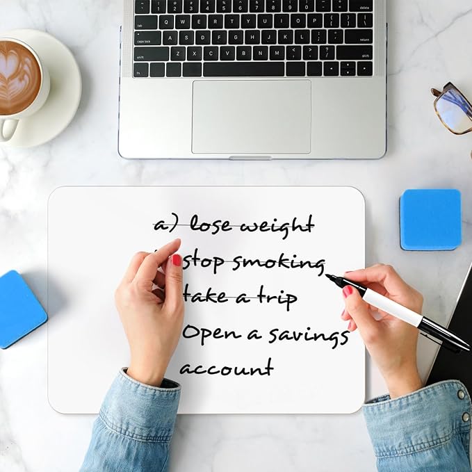 26 Pack Dry Erase Boards with 26 Erasers and 26 Markers, 12.5”x 9” | Double-Sided Reusable Small White Board, Smooth Writing & Wipe-Clean Design, Portable Study Whiteboard
