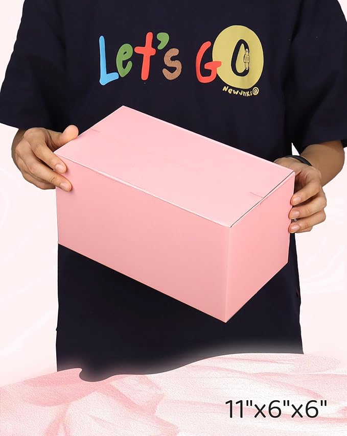 11x6x6 Inch Cute Pink Shipping Boxes, 30 Pack Corrugated Cardboard Box, Mailing Packaging Boxes for Small Business