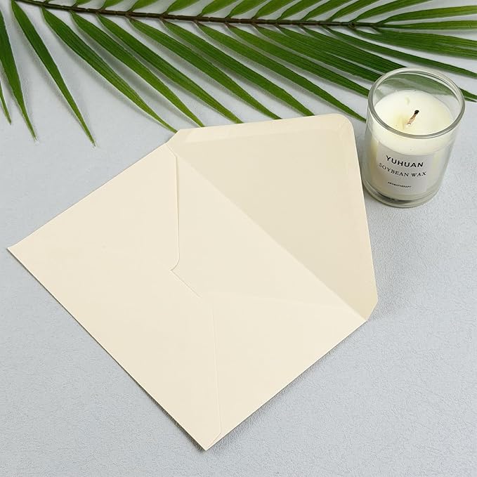 40 Pack Blank Cards and Envelopes 4x6 Cream, A4 Invitation Envelopes | A4 Folded Cardstock and Envelopes for Wedding, Note Card, DIY Greeting Cards,Thank you Cards, Birthday Christmas Invitations