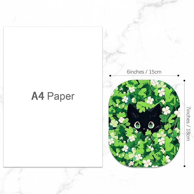 Small Mouse Pad, 6 x 7 Inch, Oval Mini Mouse Pad with Non-Slip Rubber Base for Laptop Wireless Mouse Keyboard Tray Mousepad, Flower Cat
