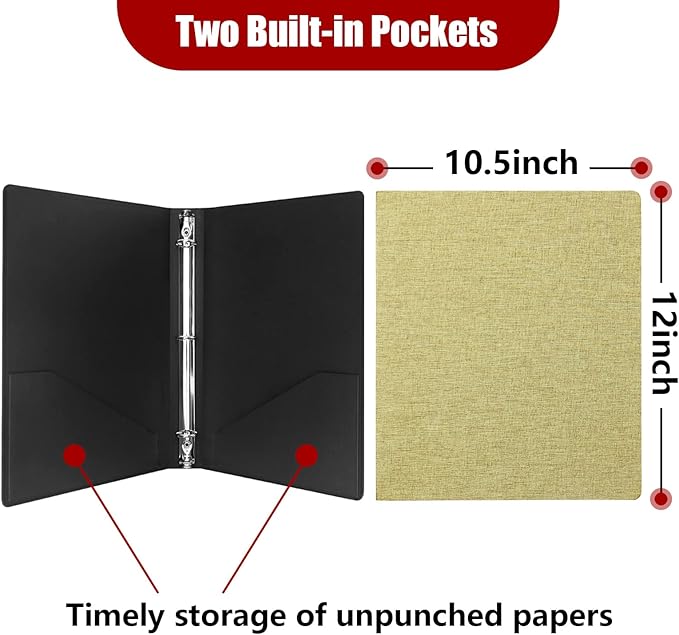 Vienrose 3 Ring Binder 1 Inch Round Rings with Linen Fabric Cover, Fits 8.5 x 11 Inch Paper, Durable Organizer for School, Office, Home, Recipes (2 Pack,DarkGreen)
