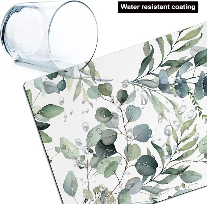 Small Mouse Pad Cute, Mini Mouse Pads for Wireless Mouse and Laptop, Travel Mousepads with Designs - Watercolor Green Leaves, Portable Mousepad with Non-Slip Rubber Base - 5.5 x 7 in