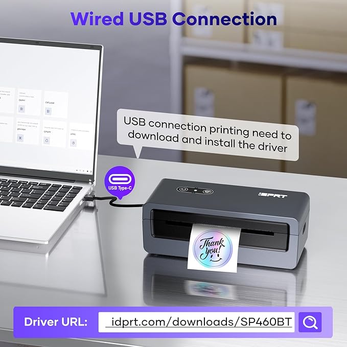 iDPRT Shipping Label Printer 4x6 Bluetooth Thermal Label Printer for Small Business and Shipping Package, Support Android, iPhone, Windows, macOS, Widely Used for Amazon, Shopify