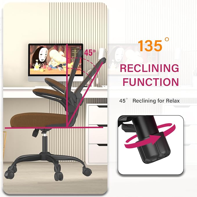Mimoglad Office Chair, Ergonomic Desk Chair with Adjustable Lumbar Support, High Back Mesh Computer Chair with Flip-up Armrests-Task Chairs, Executive Chair for Home Office | Supports 300 lbs · Seat 19.48"–23.4" · Breathable mesh · 20–30 min assembly ·...