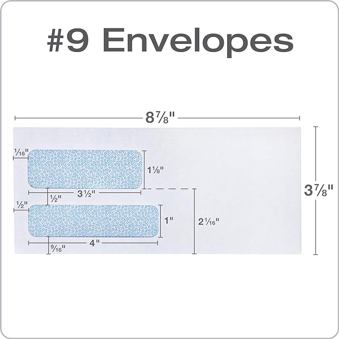 Columbian #9 Security Envelopes, 500/Box, Double Window, 3-7/8" x 8-7/8", Release & Seal Self Seal, SimplySafe Tamper Evident, White (COLO183) (Pack of 5)
