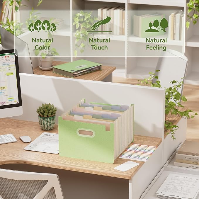 EcoStash 12 Pockets Accordion File Organizer, Upright & Open Top | Wheat Straw, 100% BPA Free, Monthly Bill Receipt Organizer, Letter/A4 Size for School Home Office Hospital - Mint Green