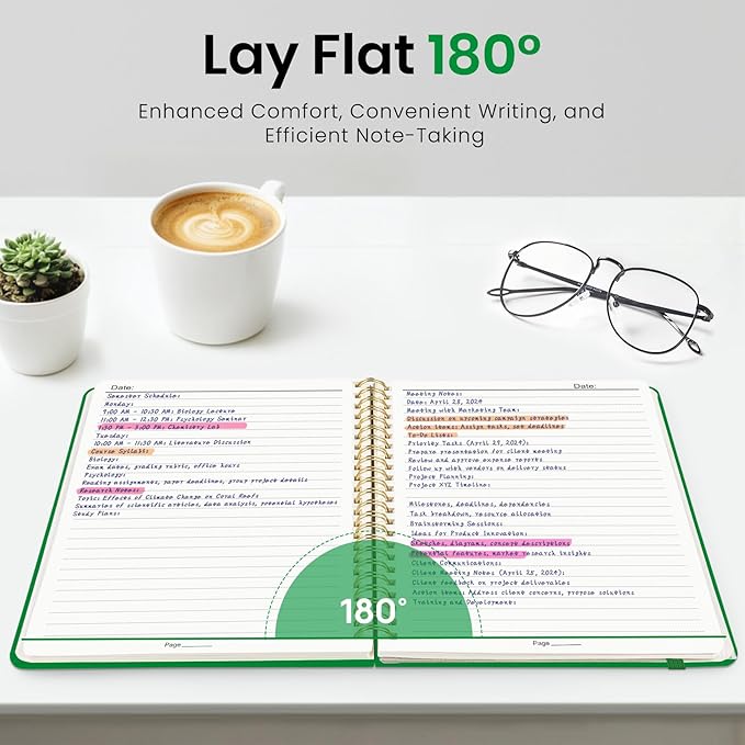 Lined Spiral Journal Notebook for Women, A5 College Ruled Journals for Writing, Hardcover Notebooks for Work, Note taking and Office School Supplies,140 Pages - Racing Green