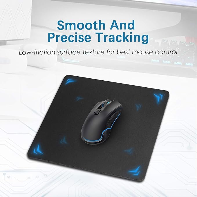 Mouse Pad 8.0×7.5×0.12 inches Premium-Textured Non-Slip Rubber Base Mouse Mat Mousepad for Office & Home, Black (2 Pack)